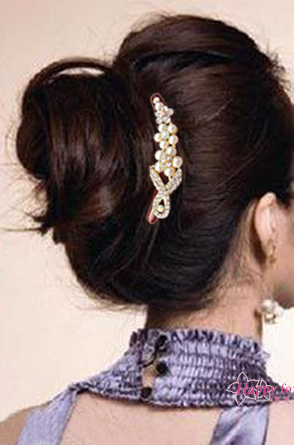 流行美同风格优雅盘发发饰-韩版蝴蝶结水晶水