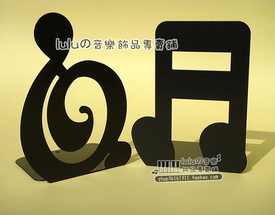 出口日本 铁质高音谱号 十六分音符造型 书挡 书立 2款可选