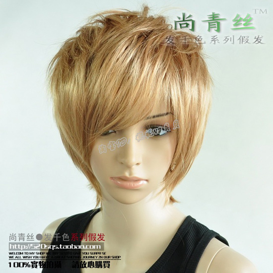 亚麻色蓬松非主流韩版男生假发逼真帅气cosplay实物拍摄 高清图片